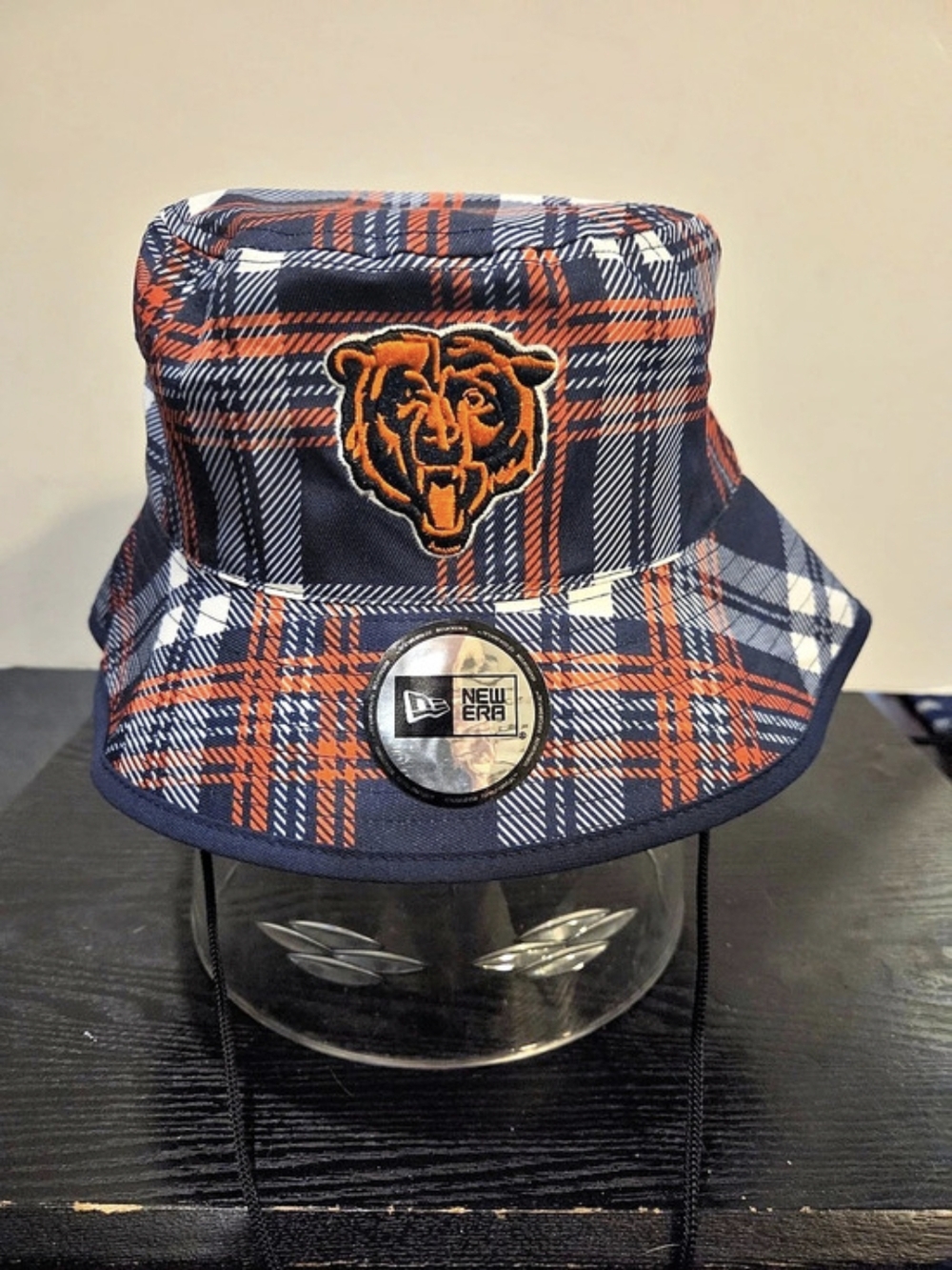 New Era NFL Buffalo Bears bucket hat Plaid Bucket Hat in Blue & Orange Like New